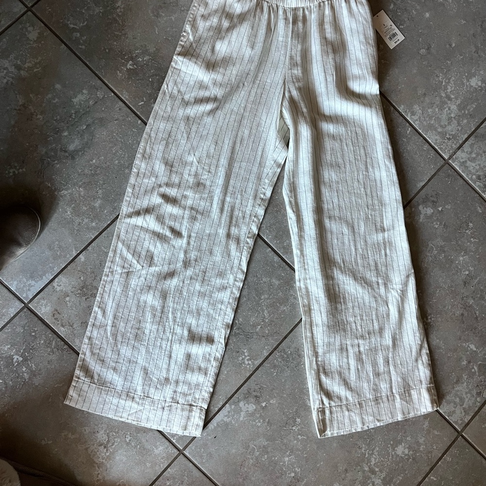 Target White and Gray Stripe Linen Pants